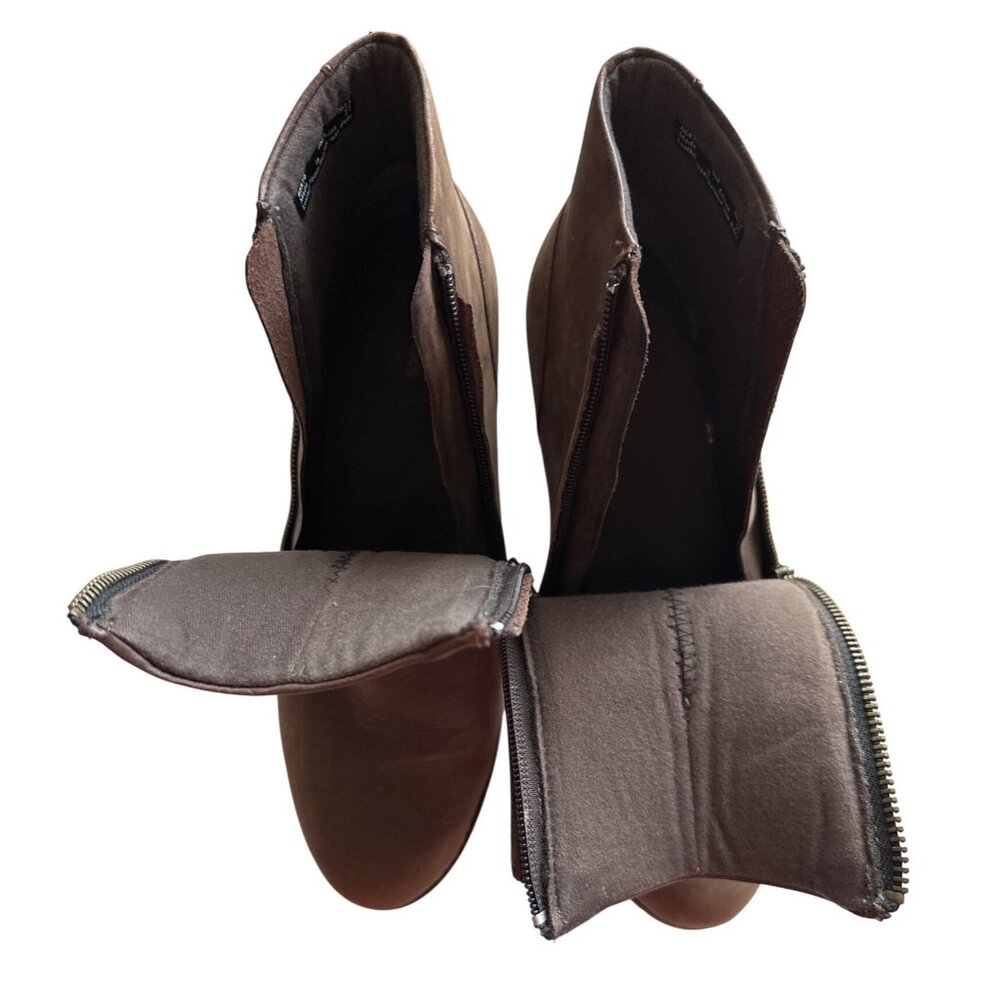 Clarks Brown Ankle Boots Leather Mission Alfa Double Side Zippers Size 9 - Picture 4 of 7